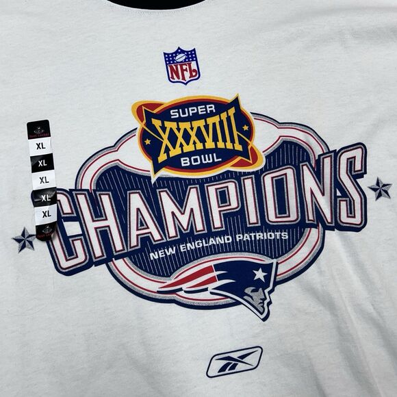 VINTAGE REEBOK NFL NEW ENGLAND PATRIOTS SUPER BOWL XXXVI CHAMPS T-SHIRT XL NWOT - Picture 2 of 6